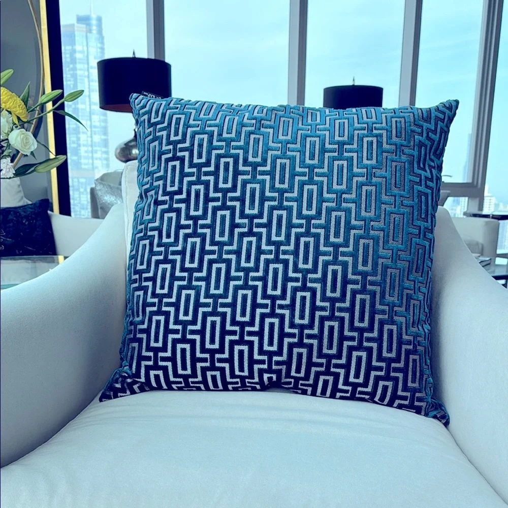 D.V. Kap Bergman Blue/Teal and Silver Accent Pillows